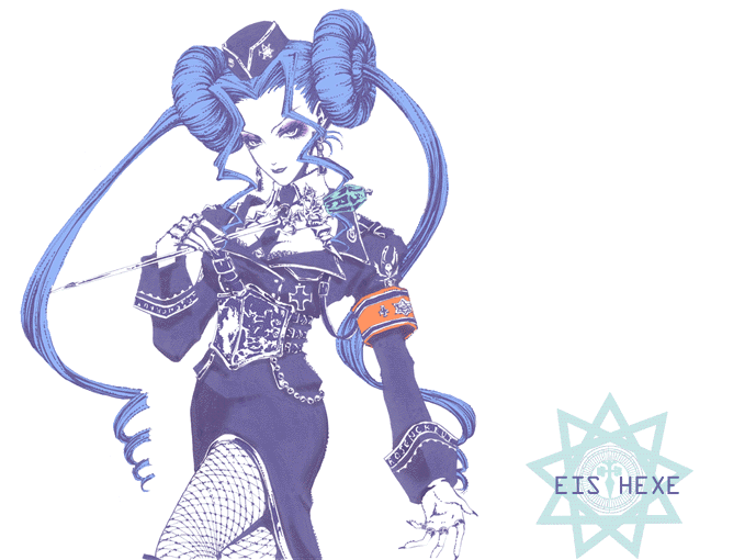 00s, 1girl, bad_id, bad_pixiv_id, blue_hair, double_bun, female_focus, fishnet_pantyhose