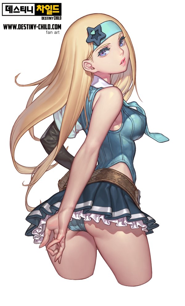 1girl, arm_behind_back, armband, ass, bare_shoulders, belt, belt_pouch, black_gloves