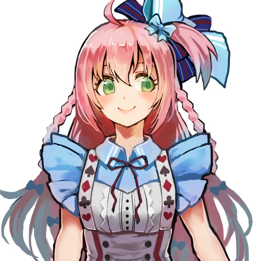 1girl, ahoge, braid, character_request, copyright_request, dress, female_focus, green_eyes