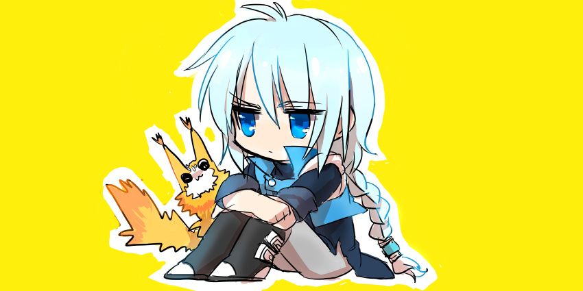 1boy, absurdres, blue_eyes, blue_hair, boots, braid, highres, long_hair