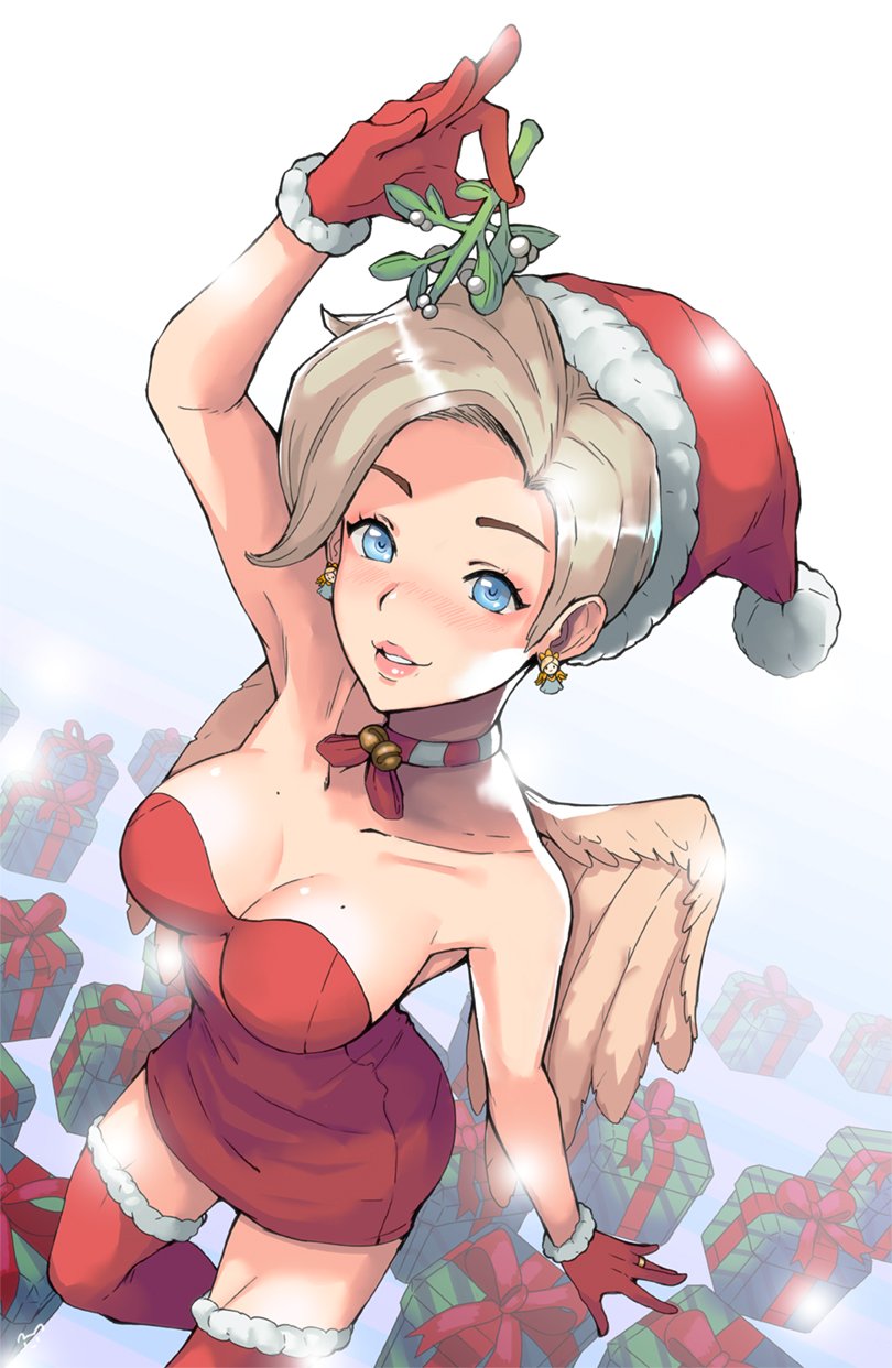 1girl, alternate_costume, angel_earrings, angel_wings, arm_at_side, arm_up, bare_shoulders, bell