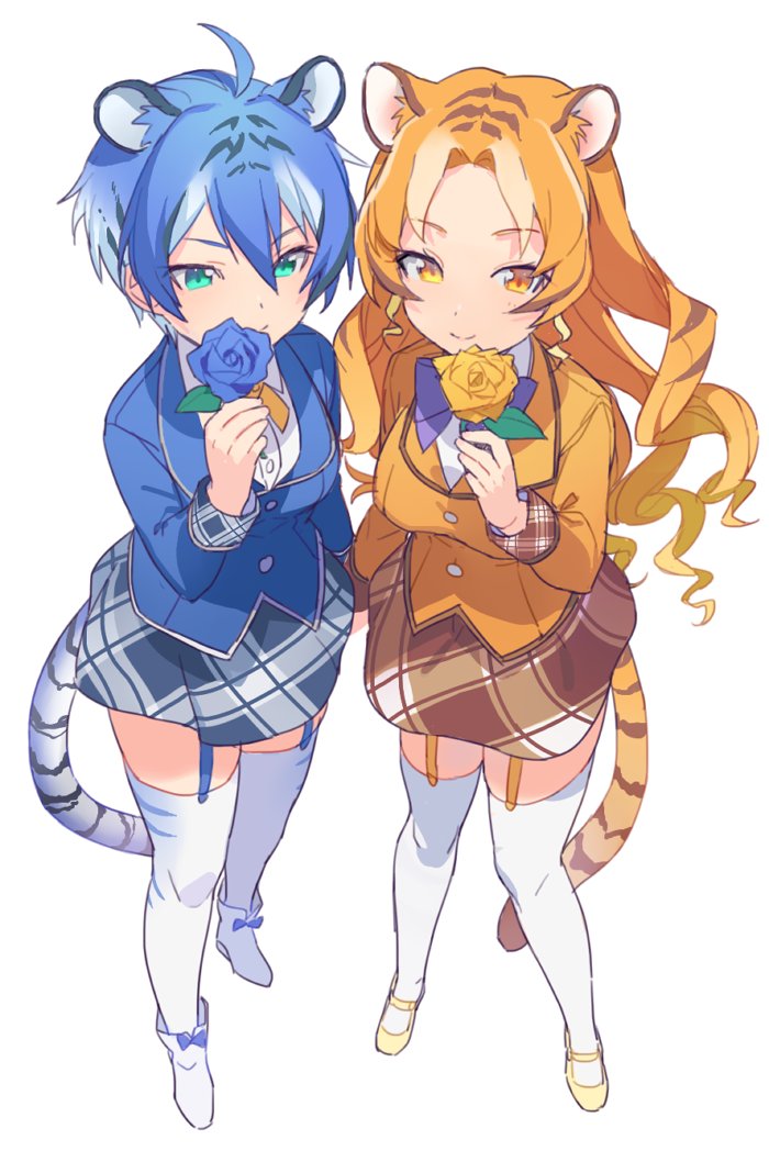 10s, 2girls, ahoge, animal_ears, ankle_boots, aqua_eyes, bad_id, bad_twitter_id