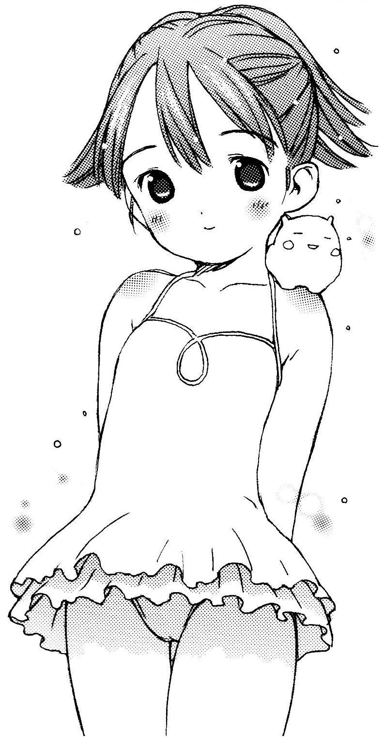 1girl, animal, animal_on_shoulder, arms_behind_back, collarbone, female_focus, greyscale, hamster