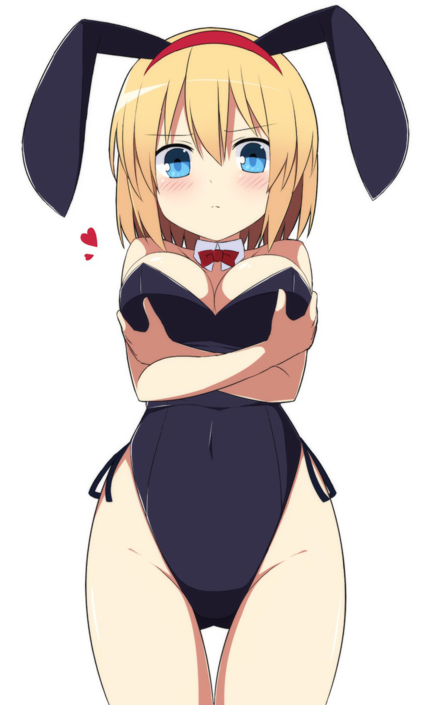 >:(, 1girl, alice_margatroid, alternate_costume, animal_ears, bad_id, bad_pixiv_id, bare_arms