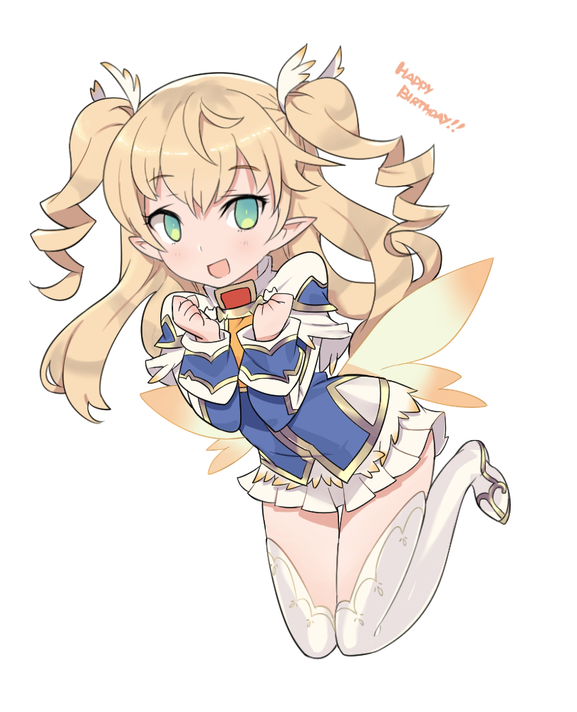 1girl, birthday, blonde_hair, blush, boots, drill_hair, erika_oldenburg, fairy