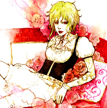 1girl, asellus_(saga_frontier), bad_id, bad_pixiv_id, blonde_hair, female_focus, green_hair, lowres