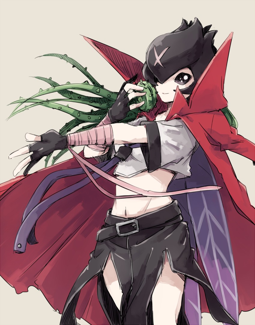 1girl, bancholilimon, bandai, bare_legs, breasts, cape, digimon, female_focus