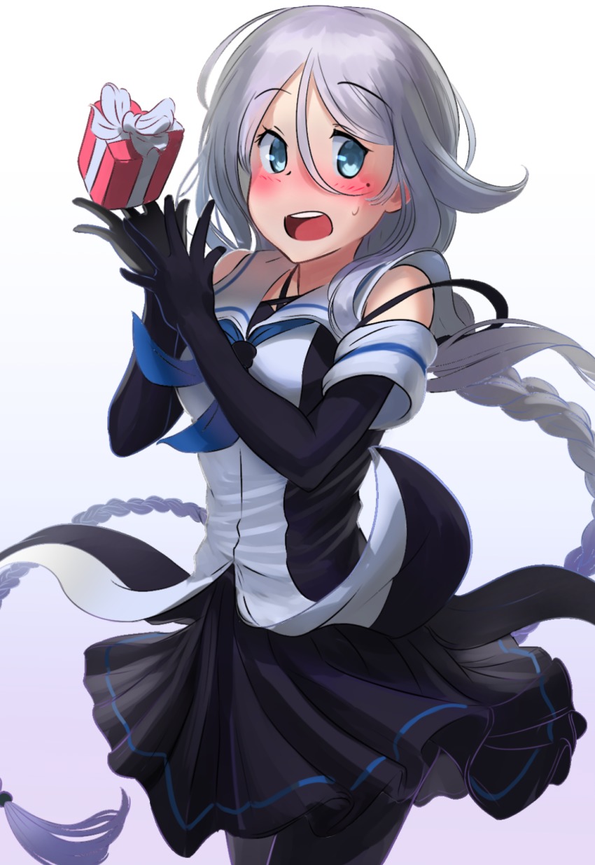 10s, ao_iro, black_gloves, black_pantyhose, black_skirt, blue_eyes, blue_neckerchief, braid