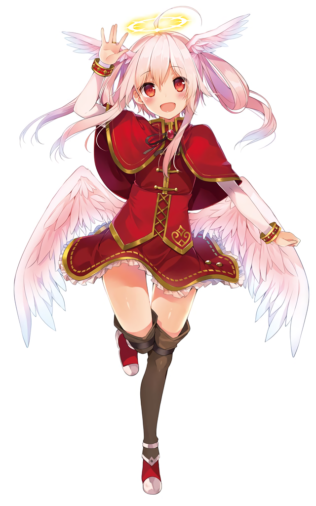 10s, 1girl, ahoge, ange_vierge, angel, bridal_gauntlets, elel_(ange_vierge), feathered_wings