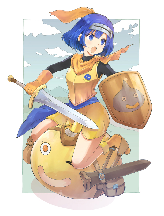 ;d, armor, blue_eyes, blue_hair, breastplate, dragon_quest, dragon_quest_x, gloves