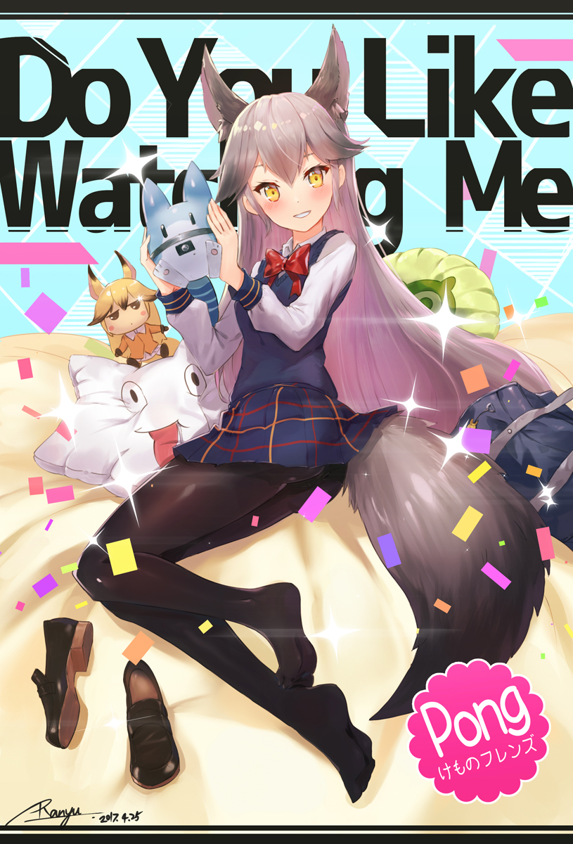 10s, 1girl, alternate_costume, animal_ears, ass, bag, black_footwear, black_pantyhose