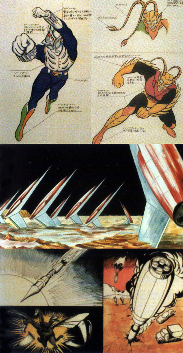 alien, armor, artist_request, bracelet, company_connection, concept_art, conjoined, crossover, dragon, flaceplate, garoga, gauntlets, giant, giant_monster, godzilla_(series), gold_garoga, hydra, jewelry, kaijin, kaiju, king_ghidorah, mask, meteor_missile_might, missile, missile_launcher, missile_pod, monster, multiple_heads, multiple_tails, official_art, okaseko_nobuhiro, outstretched_arms, rocket_launcher, sakimori_hikaru, seijin, space, space_monster, spread_arms, superhero_costume, tail, toho, war, weapon, zone_fighter, zone_fighter_(series)