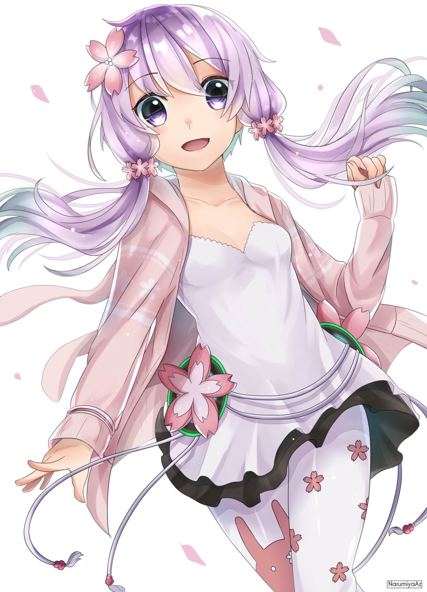 1girl, :d, animal_hood, animal_print, artist_name, asymmetrical_legwear, bad_id, bad_pixiv_id