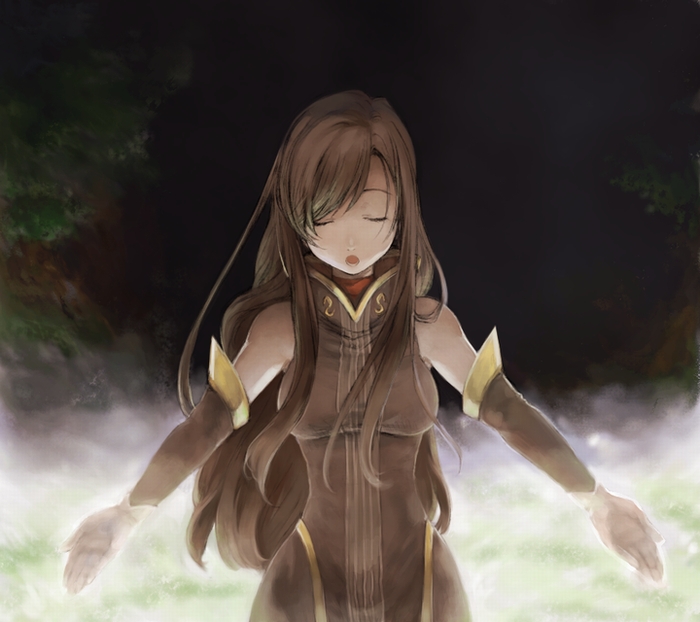 00s, 1girl, arm_warmers, bad_id, bad_pixiv_id, brown_arm_warmers, brown_hair, closed_eyes