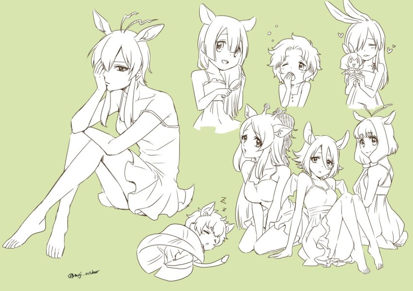 10s, 6+girls, :d, :o, ;o, alternate_costume, animal_ears, bad_id