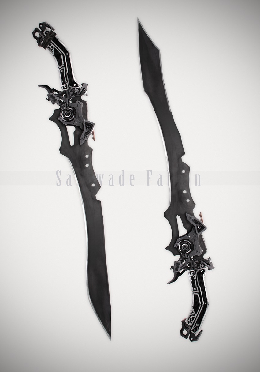 highres, no_humans, original, shiroi_suzume, simple_background, sword, watermark, weapon