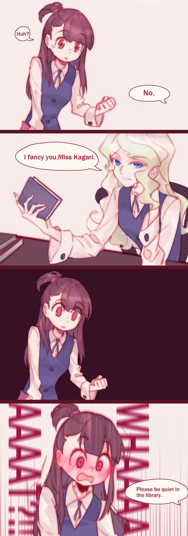 10s, 4koma, blush, book, comic, confession, diana_cavendish, english_text