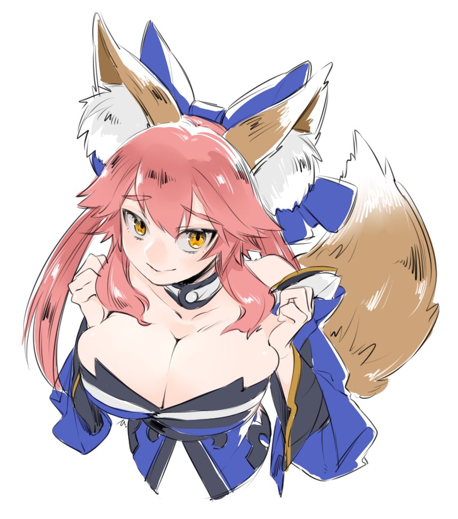 10s, 1girl, animal_ears, bell, breasts, choker, cleavage, collar