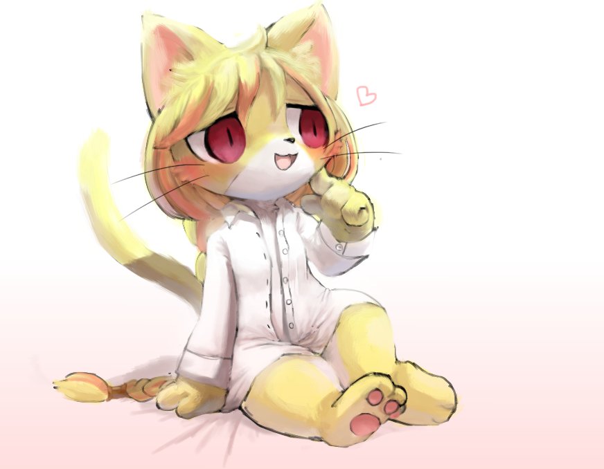 artist_request, cat, cat_busters, furry, open_mouth, red_eyes, sitting, wraith_(cat_busters)