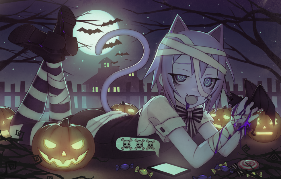 1girl, animal_ears, ass, bags_under_eyes, bandages, bat_(animal), blood, bow