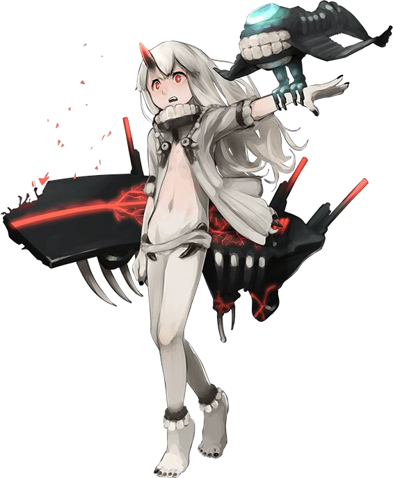 10s, 1girl, abyssal_ship, ankle_cuffs, barefoot, black_nails, blush, broken