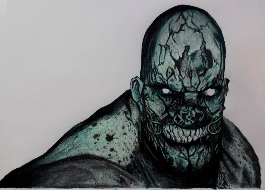 1boy, bald, chris_walker, clenched_teeth, highres, male_focus, no_nose, outlast