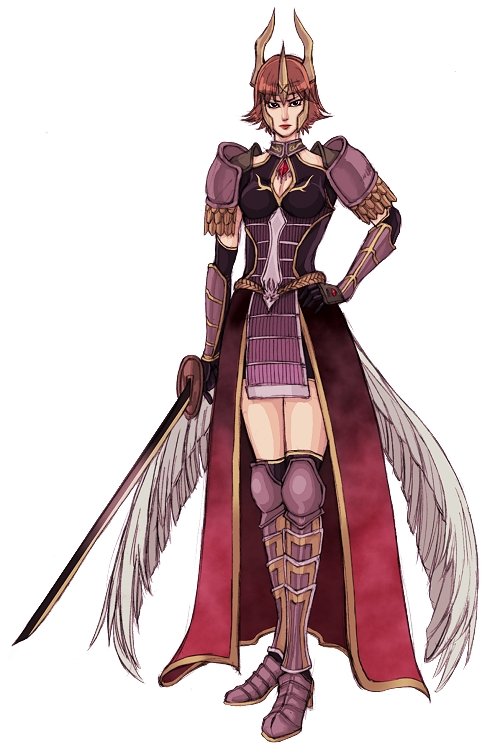 1girl, alternate_costume, armor, brown_eyes, brown_hair, female_focus, sakazuki_(artist), sakazuki_(ikaryoisari), sengoku_musou, sengoku_musou_2, short_hair, solo, tachibana_ginchiyo_(sengoku_musou)