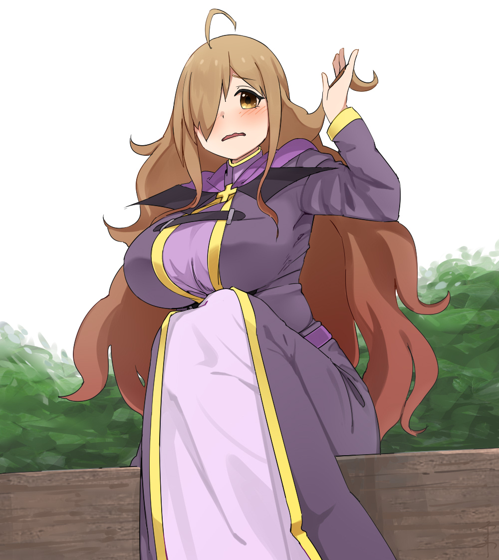 10s, 1girl, ahoge, blush, breasts, brown_eyes, brown_hair, cross