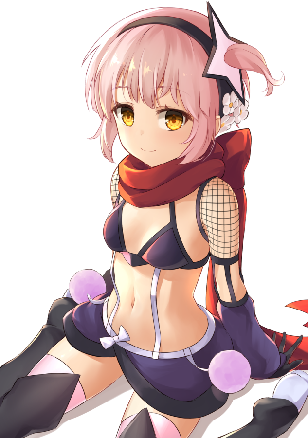 1girl, arm_warmers, bad_id, bad_pixiv_id, bikini, bikini_top_only, black_gloves, black_hairband