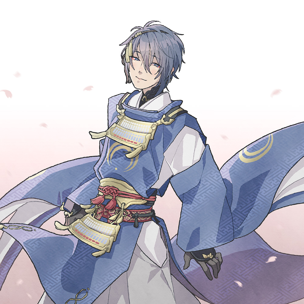 10s, 1boy, black_gloves, blue_eyes, blue_hair, chagashi, gloves, japanese_clothes