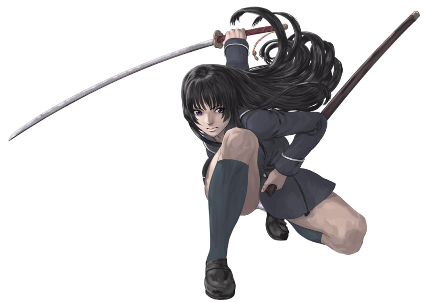 00s, 1girl, black_hair, female_focus, ga-rei, ga-rei_zero, isayama_yomi, katana