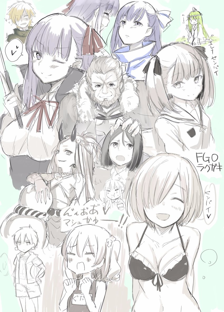 10s, 5boys, 6+girls, abs, absurdres, aged_down, ahoge, armor