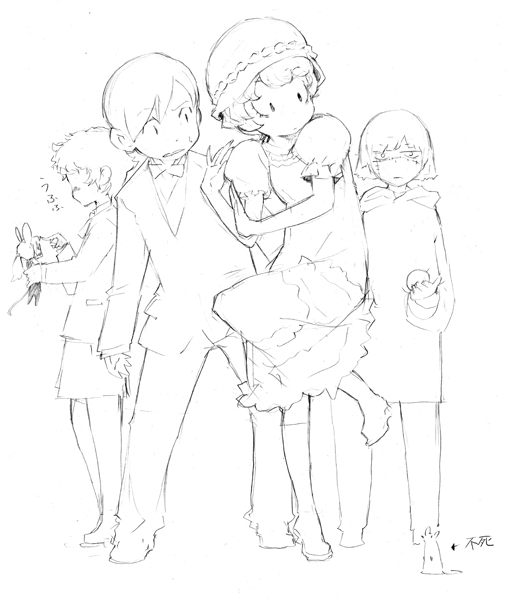 00s, 1girl, 3boys, aged_down, baccano!, carol, carol_(baccano), child