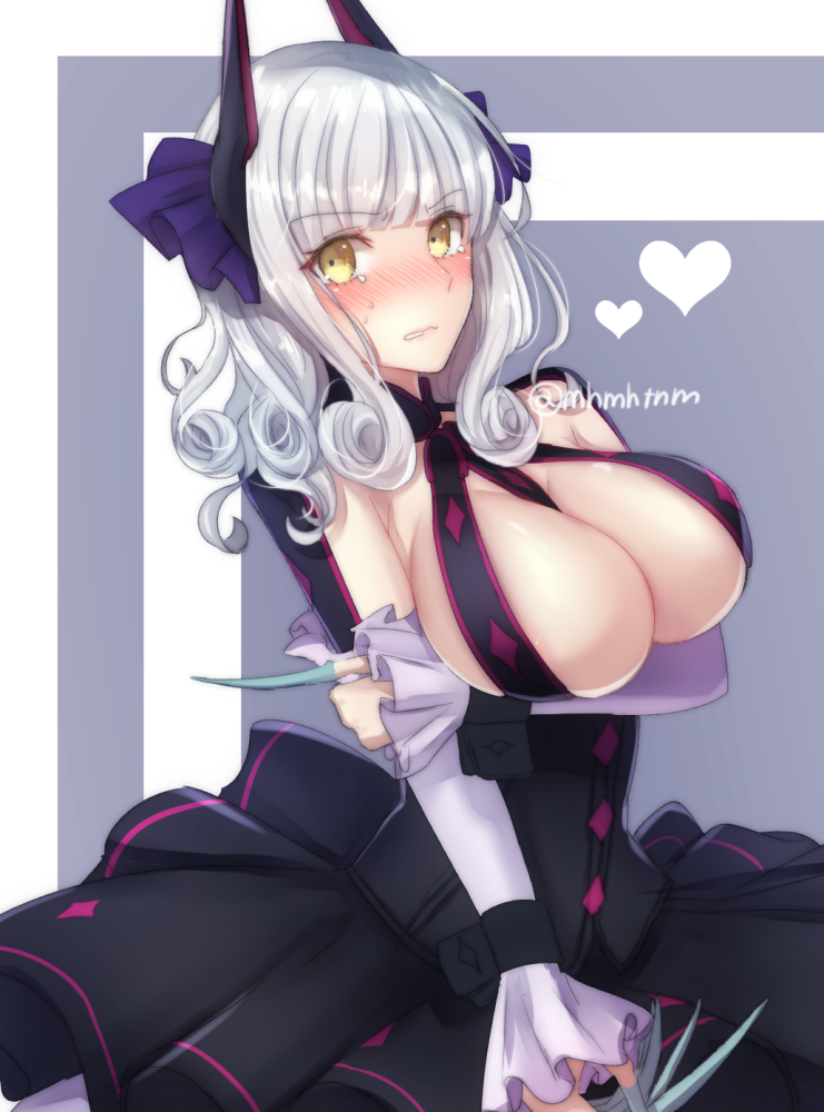 10s, 1girl, blush, breasts, carmilla_(fate), claws, cleavage, cosplay