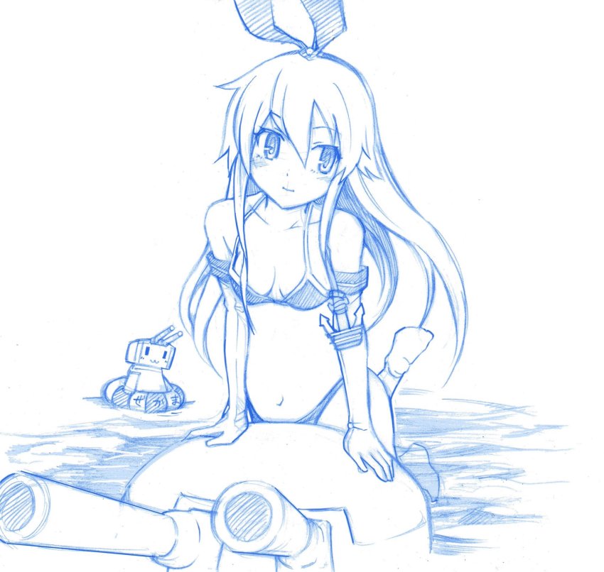 10s, 1girl, alternate_costume, anchor_hair_ornament, animal_ears, bikini, blush, breasts