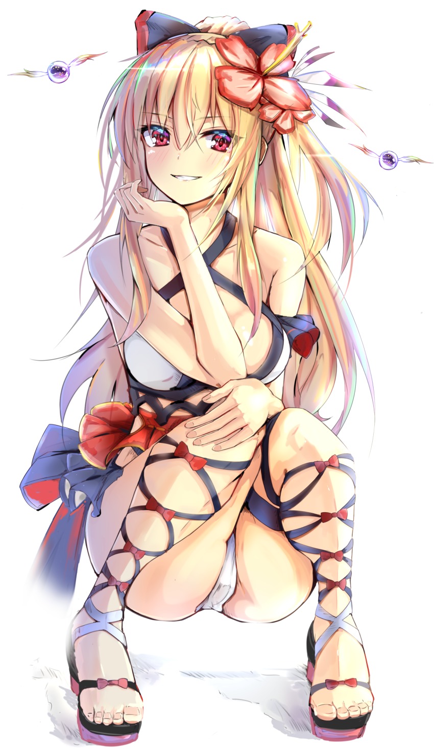 10s, 1girl, :d, absurdres, bare_arms, bare_shoulders, bikini, black_bow