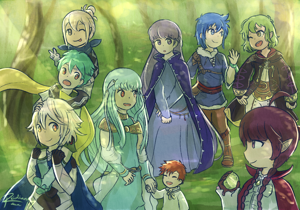 absurdly_long_hair, armor, cape, male_corrin_(fire_emblem), female_kana_(fire_emblem), female_morgan_(fire_emblem), fire_emblem, fire_emblem:_hasha_no_tsurugi