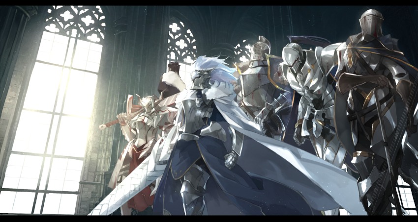 2girls, 3boys, agravain_(fate), armor, artoria_pendragon_(fate), artoria_pendragon_(lancer)_(fate), artoria_pendragon_(lancer)_(first_ascension)_(fate), bad_id