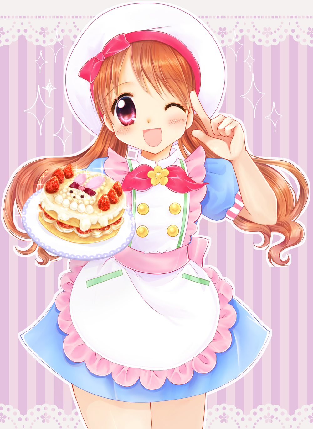 10s, 1girl, highres, kirakira_precure_a_la_mode, long_hair, orange_hair, precure, shararan