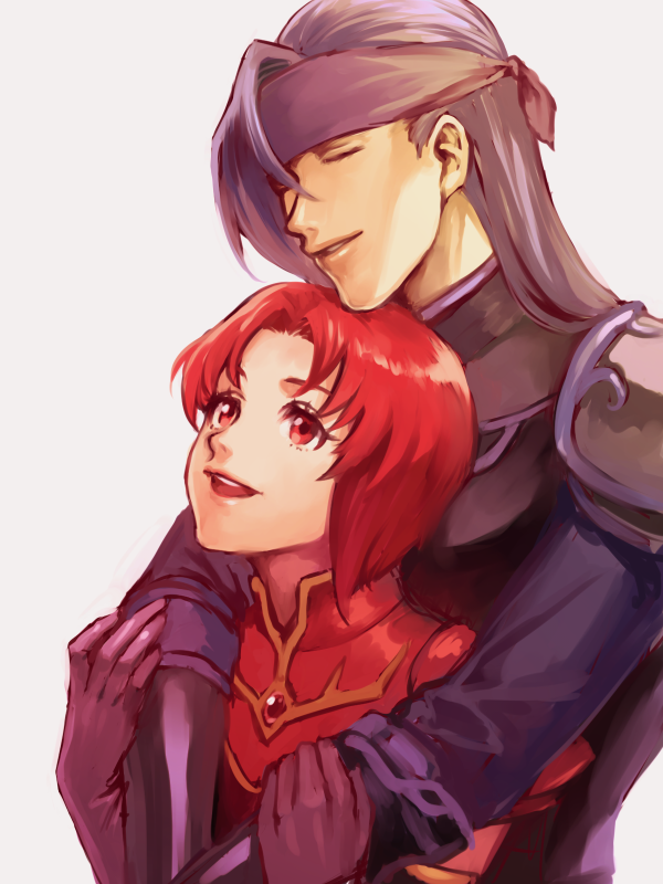 1boy, 1girl, armor, bad_id, bad_pixiv_id, black_armor, blue_hair, couple