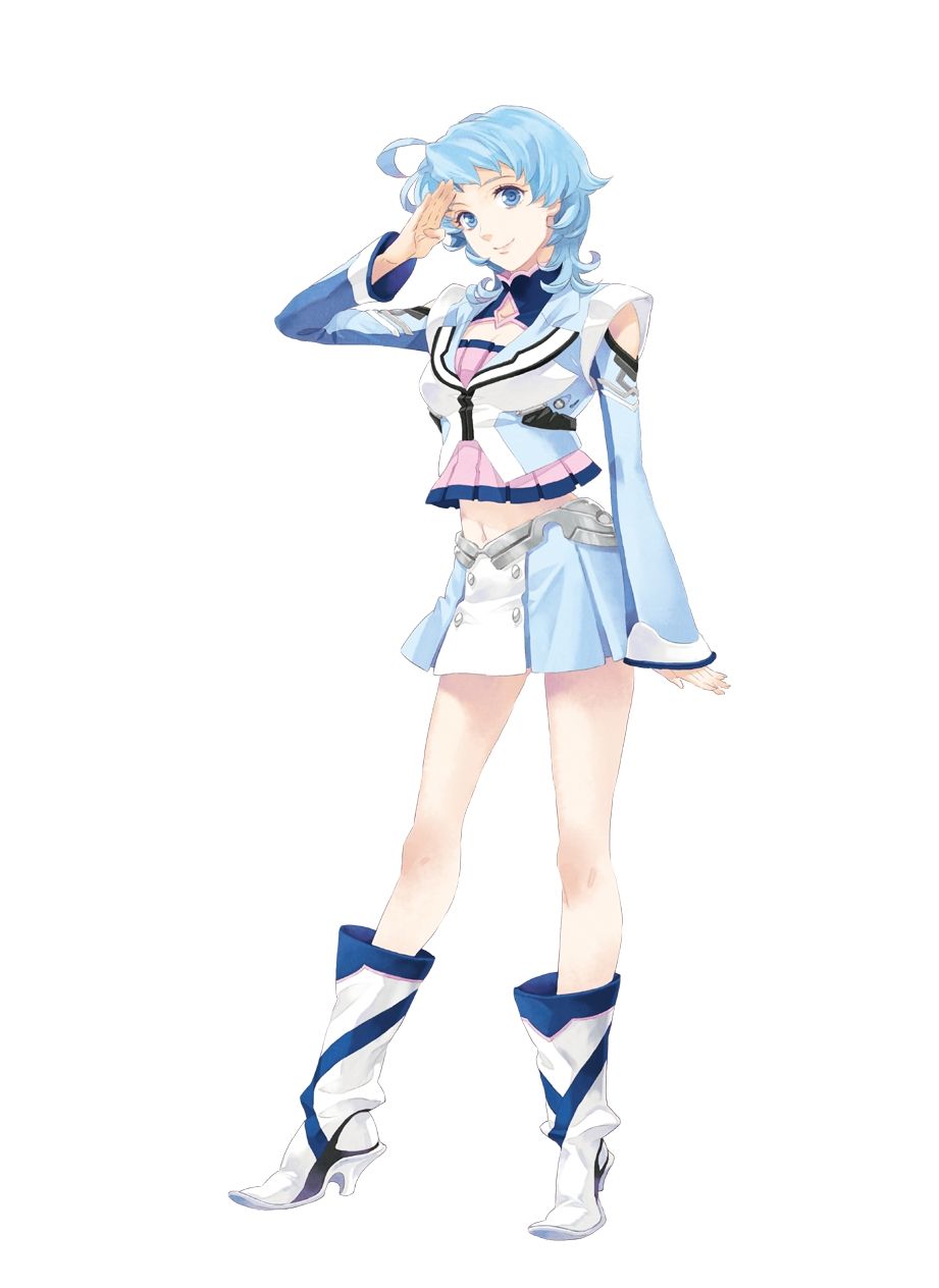 1girl, al-3_alice, antenna_hair, blue_eyes, blue_hair, boots, chiyoko, crop_top