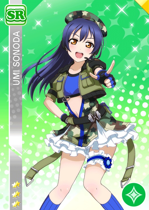 blue_hair, blush, brown_eyes, character_name, fingerless_gloves, gloves, happy, long_hair