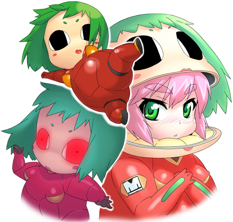 00s, 1girl, blush, bodysuit, collar, empty_eyes, green_eyes, jinroku