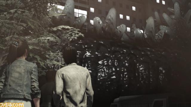 1boy, 2girls, city_shrouded_in_shadow, dinosaur, giant, giant_monster, godzilla, godzilla_(series)