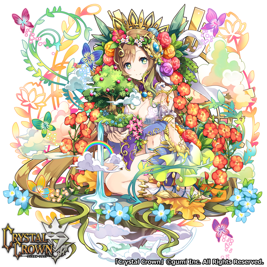 1girl, aqua_eyes, bare_shoulders, blue_flower, blue_gem, blue_rose, blue_skirt, breasts