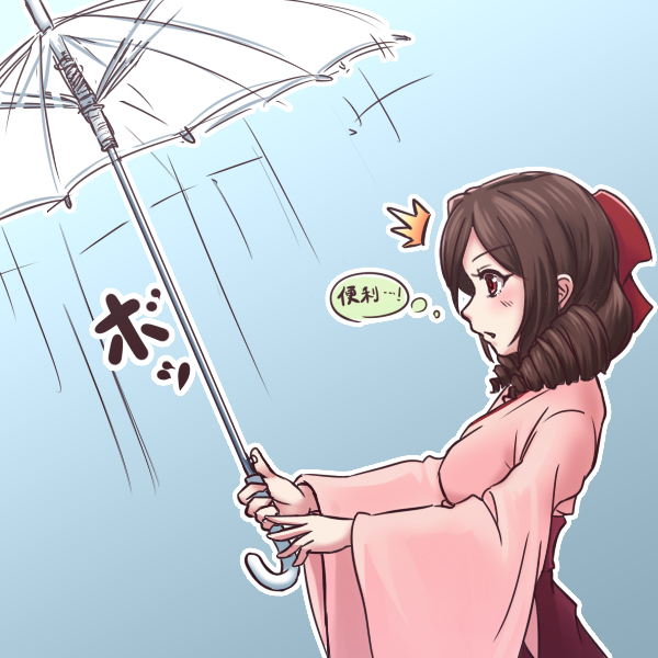 10s, 1girl, ^^^, blue_background, bow, brown_hair, cowboy_shot, curo