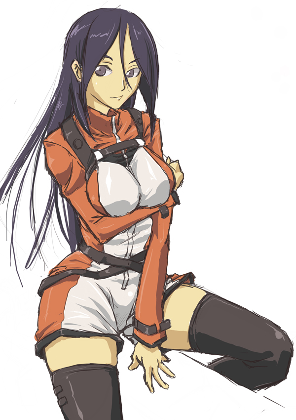 00s, ga-rei, ga-rei_zero, kasuga_natsuki, long_hair, sketch, solo, thighhighs