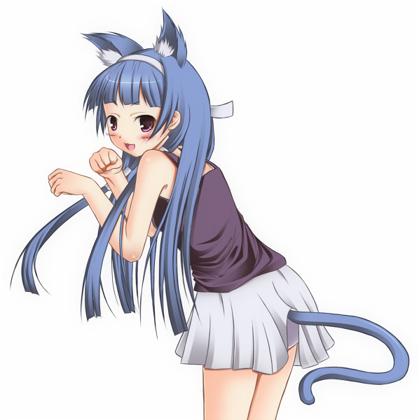 00s, 1girl, animal_ears, azarashi, bad_id, bad_pixiv_id, blue_hair, blunt_bangs