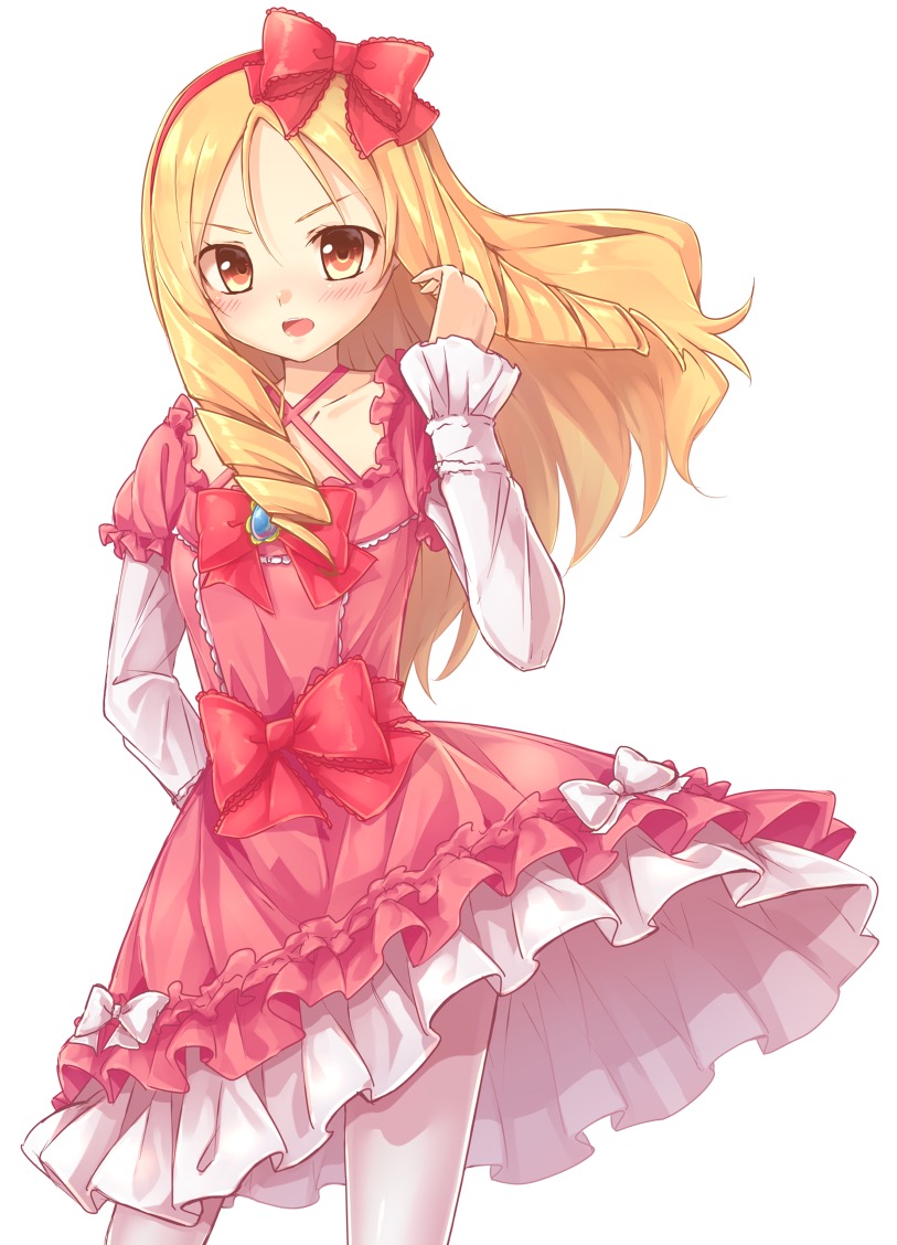 10s, 1girl, blonde_hair, blush, brown_eyes, dress, drill_hair, eromanga_sensei