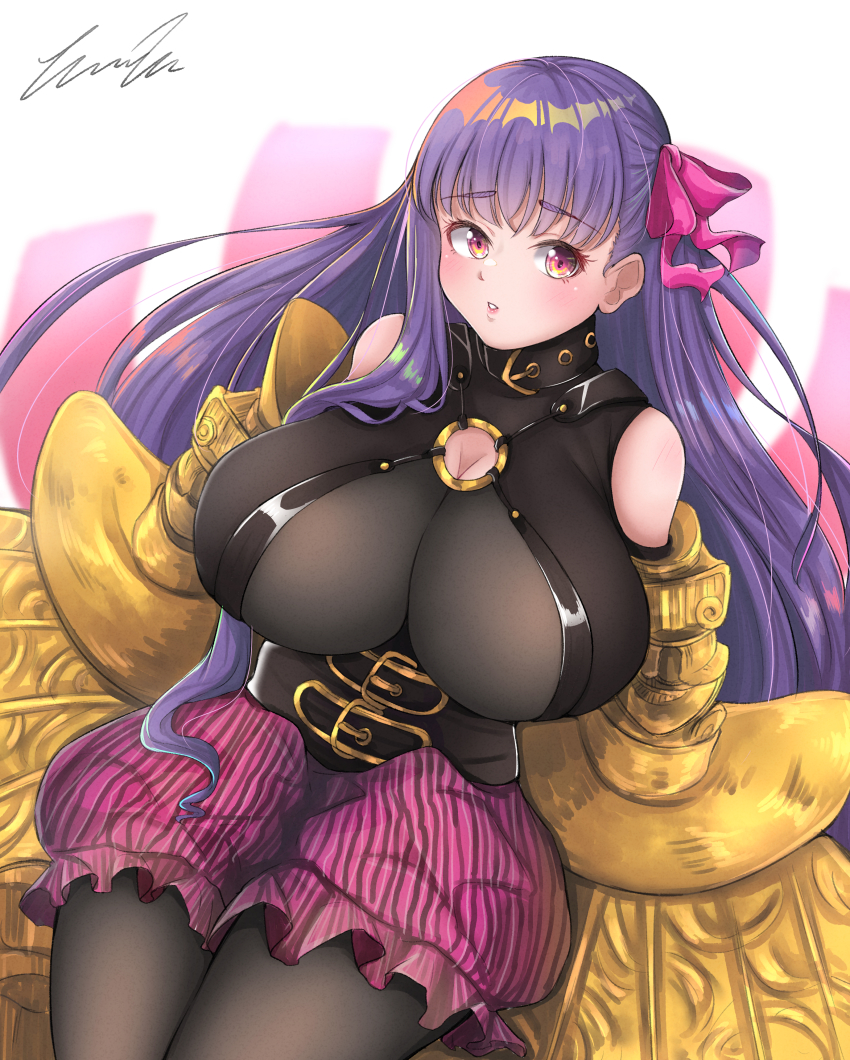 10s, 1girl, absurdres, bare_shoulders, black_pantyhose, breasts, collar, fate/extra